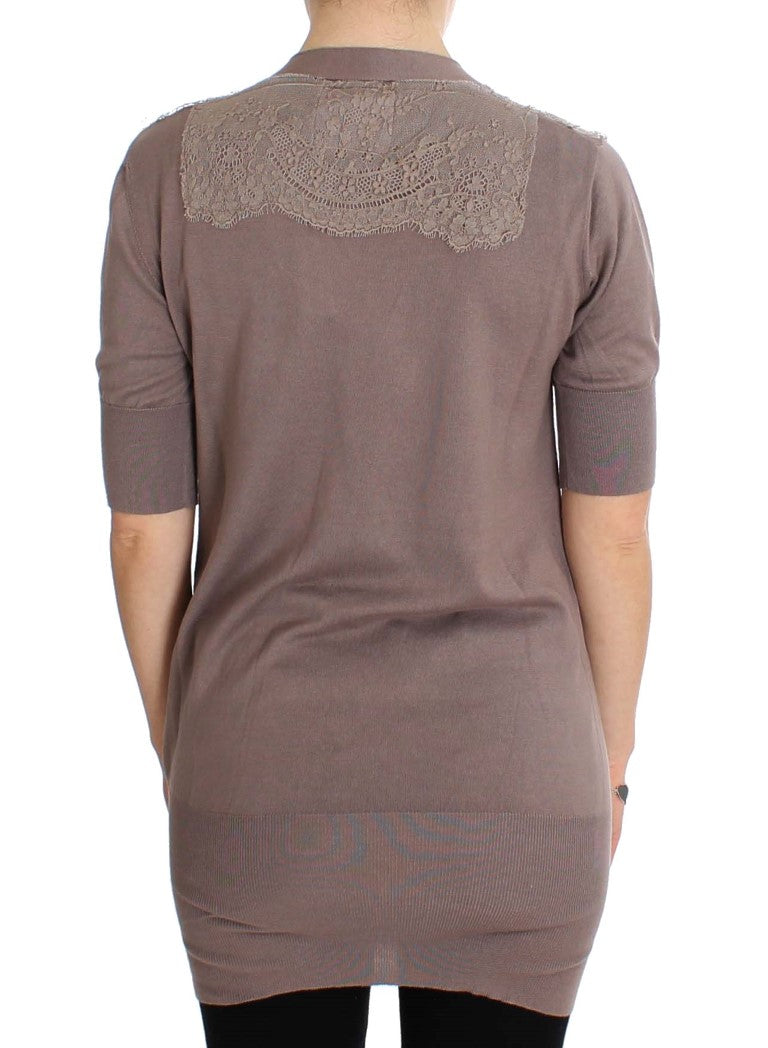 PINK MEMORIES Lilac Cotton Cardigan with Lace