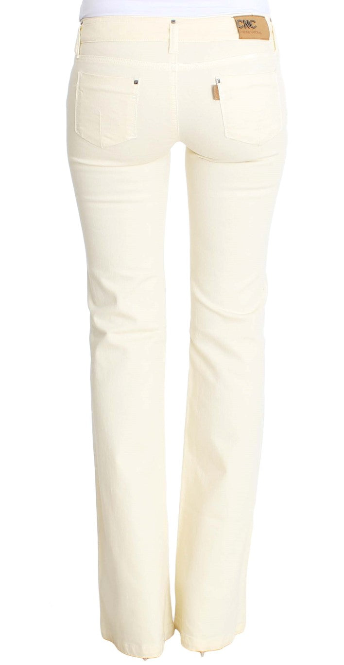 Costume National White Cotton-Stretch Flare Jeans
