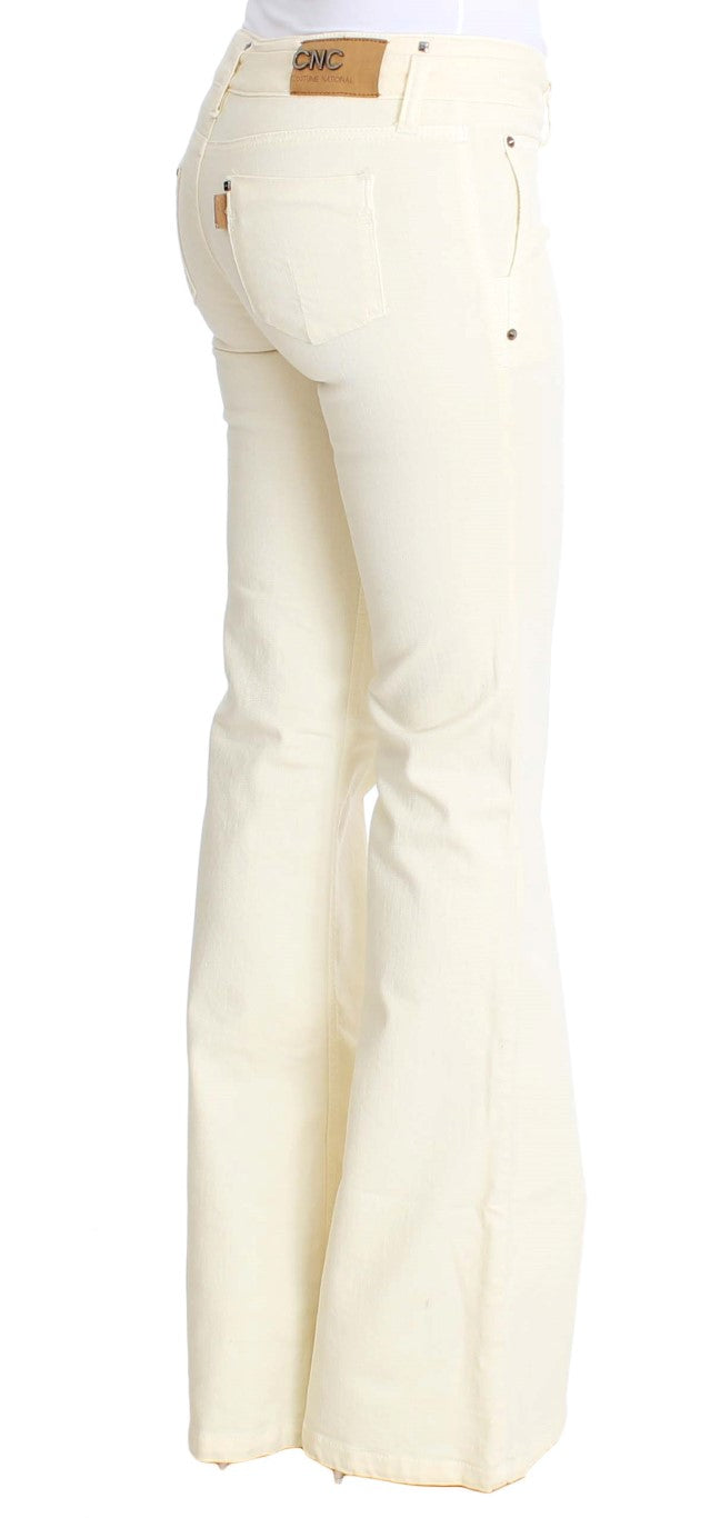 Costume National White Cotton-Stretch Flare Jeans