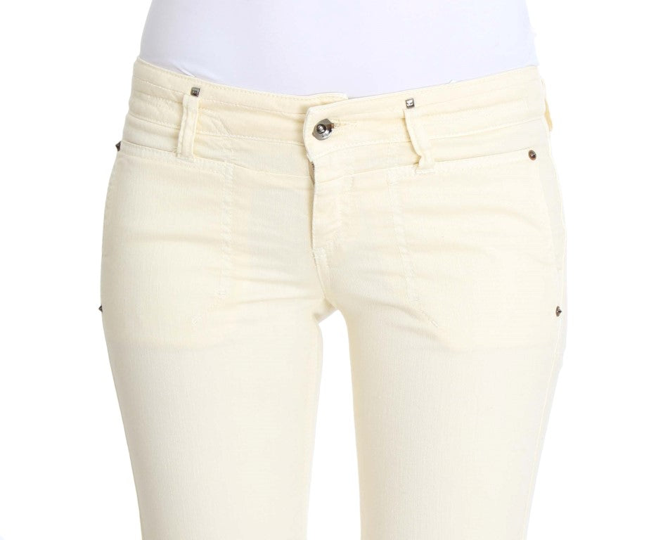 Costume National White Cotton-Stretch Flare Jeans