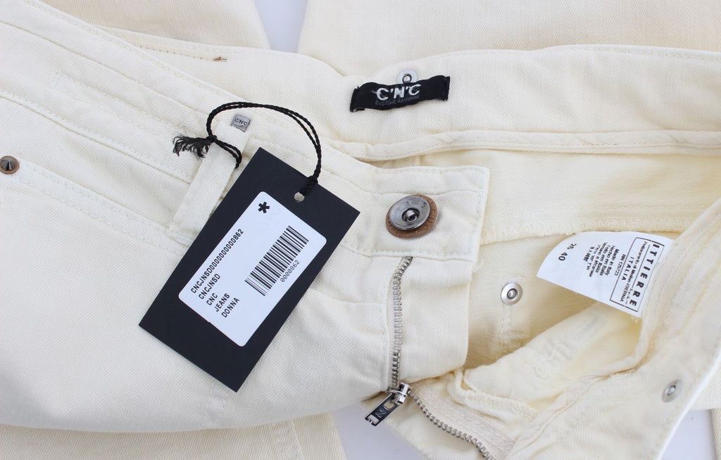 Costume National White Cotton-Stretch Flare Jeans