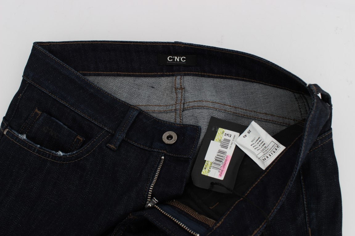 Costume National Blaue Cotton Stretch Slim Fit Jeans