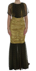 Dolce & Gabbana Yellow and Black Floral Lace Ricamo Dress