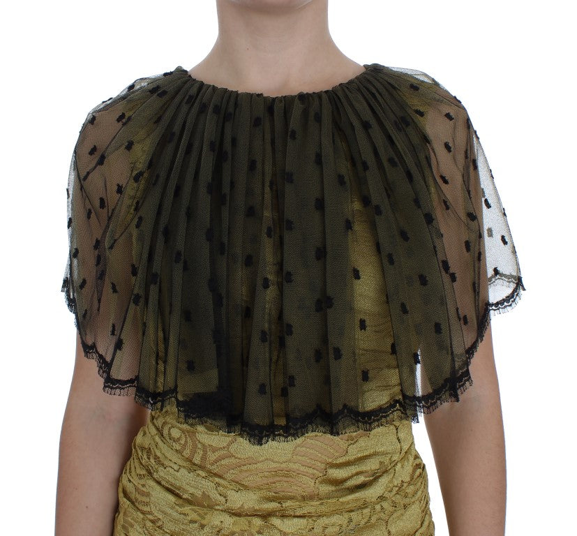 Dolce & Gabbana Yellow and Black Floral Lace Ricamo Dress
