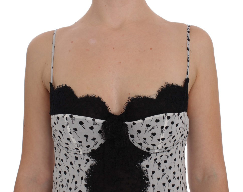 Dolce & Gabbana Schwarzes Seiden-Spitzen-Babydoll-Dessous-Top