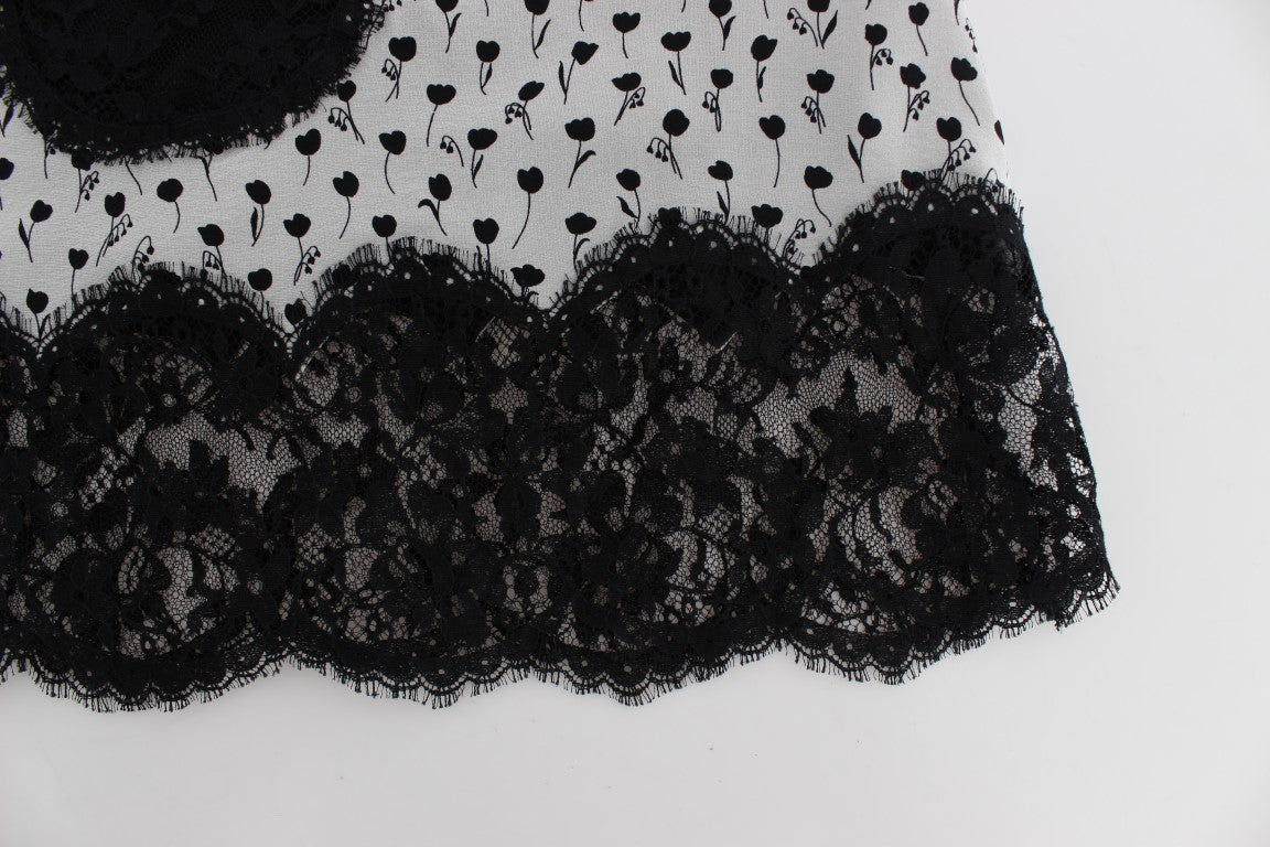 Dolce & Gabbana Schwarzes Seiden-Spitzen-Babydoll-Dessous-Top