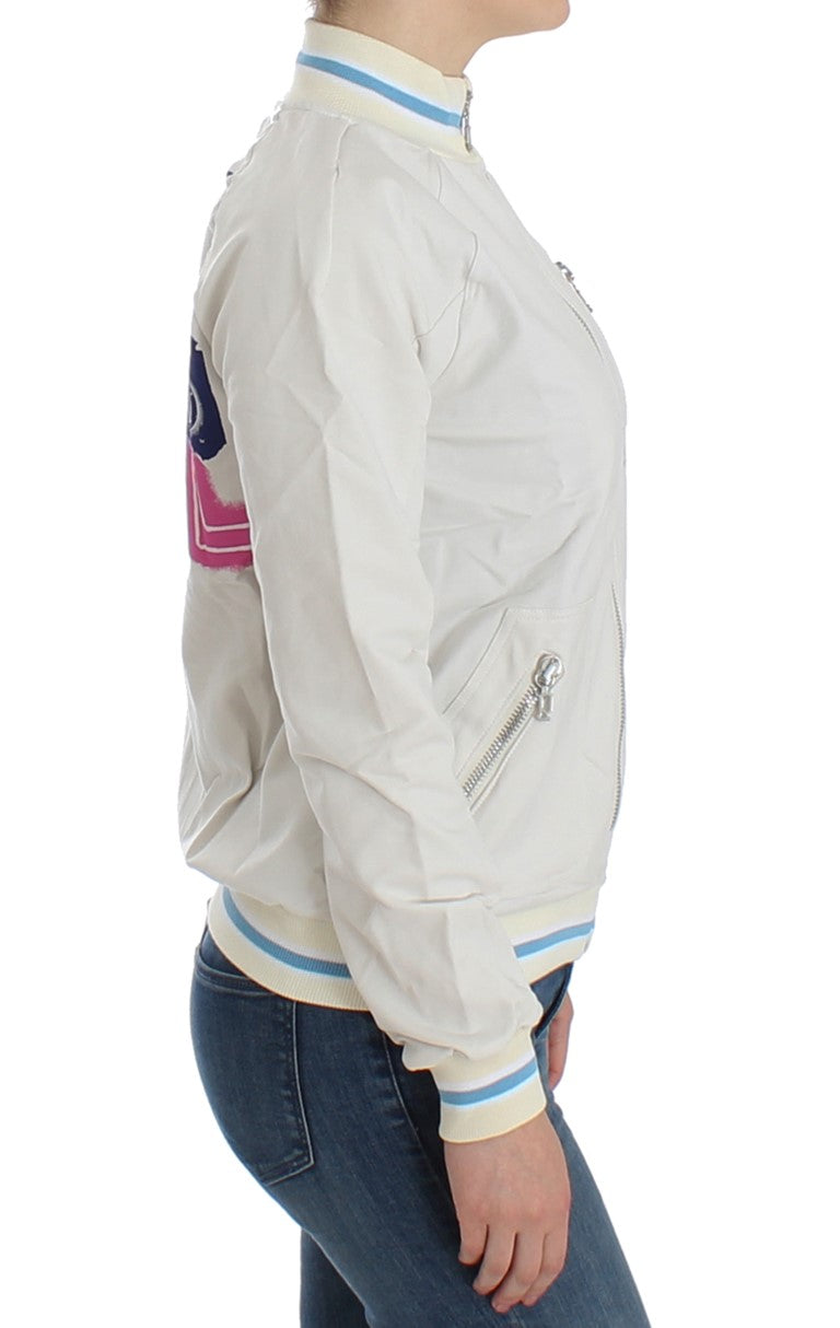John Galliano Weißer Mock Zip Cardigan Sweatshirt Pullover