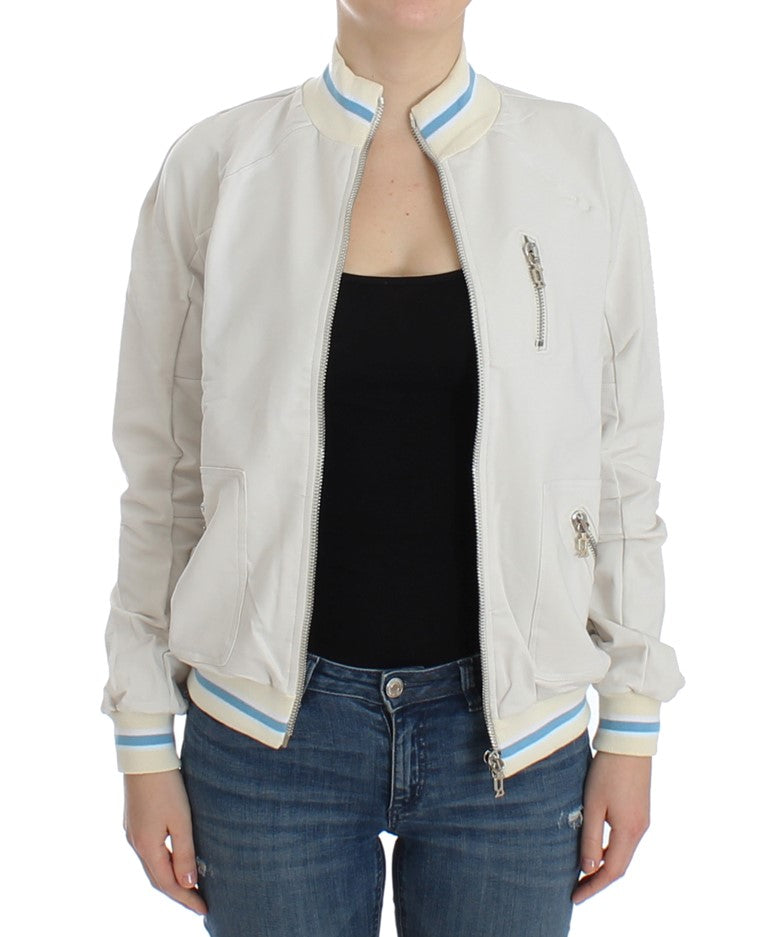 John Galliano Weißer Mock Zip Cardigan Sweatshirt Pullover