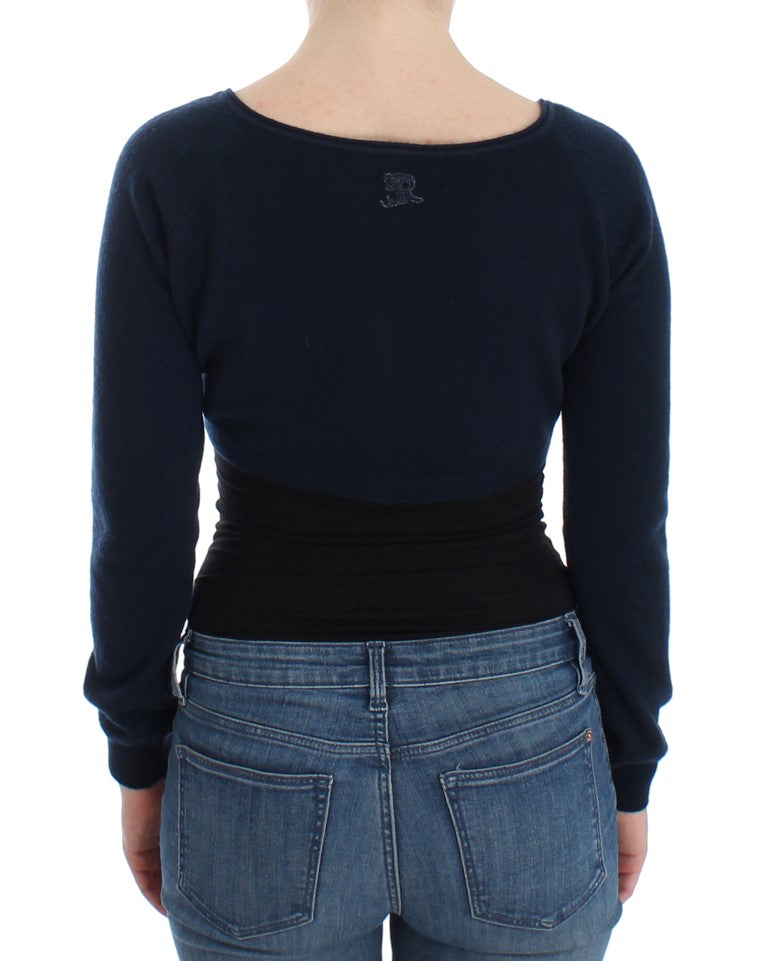 Ermanno Scervino Blauer Kaschmir-Kardigan-Pullover
