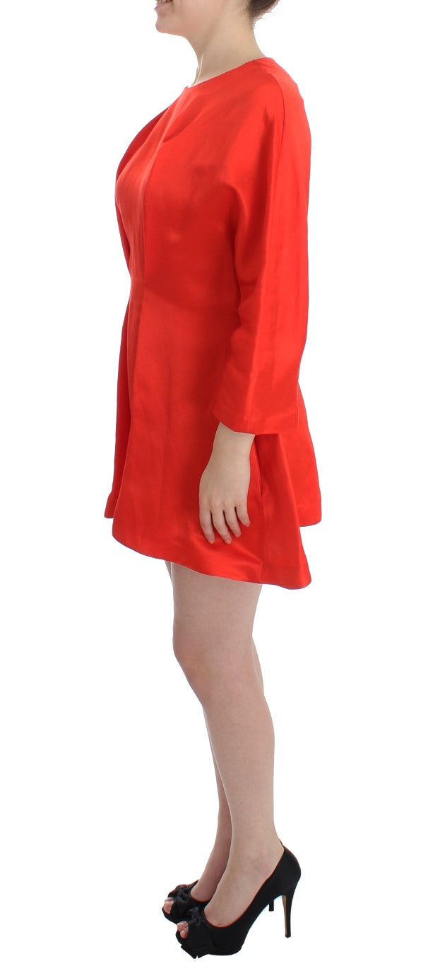 Fyodor Golan Red 3/4 Sleeve Linen Mini Sheath Dress