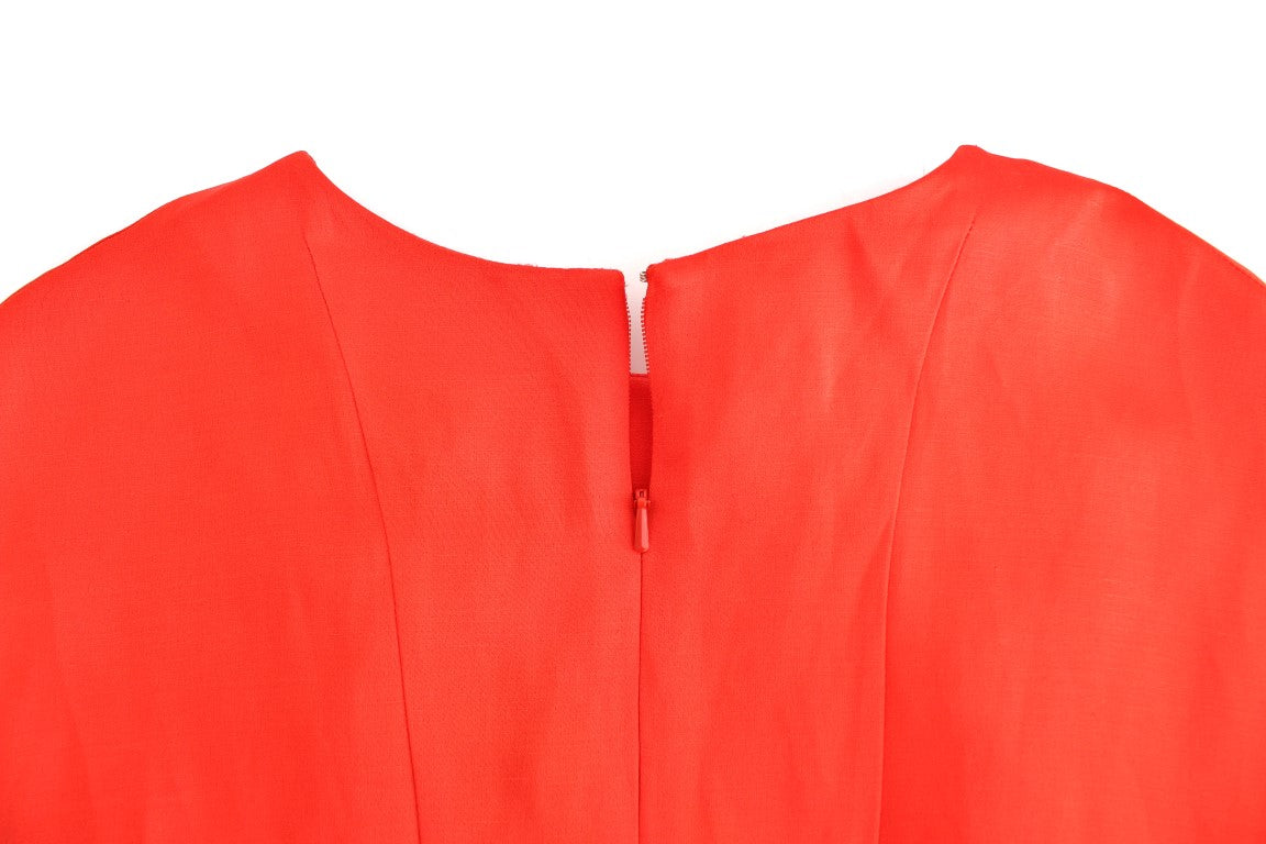 Fyodor Golan Red 3/4 Sleeve Linen Mini Sheath Dress