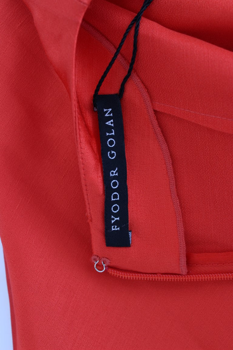 Fyodor Golan Red 3/4 Sleeve Linen Mini Sheath Dress