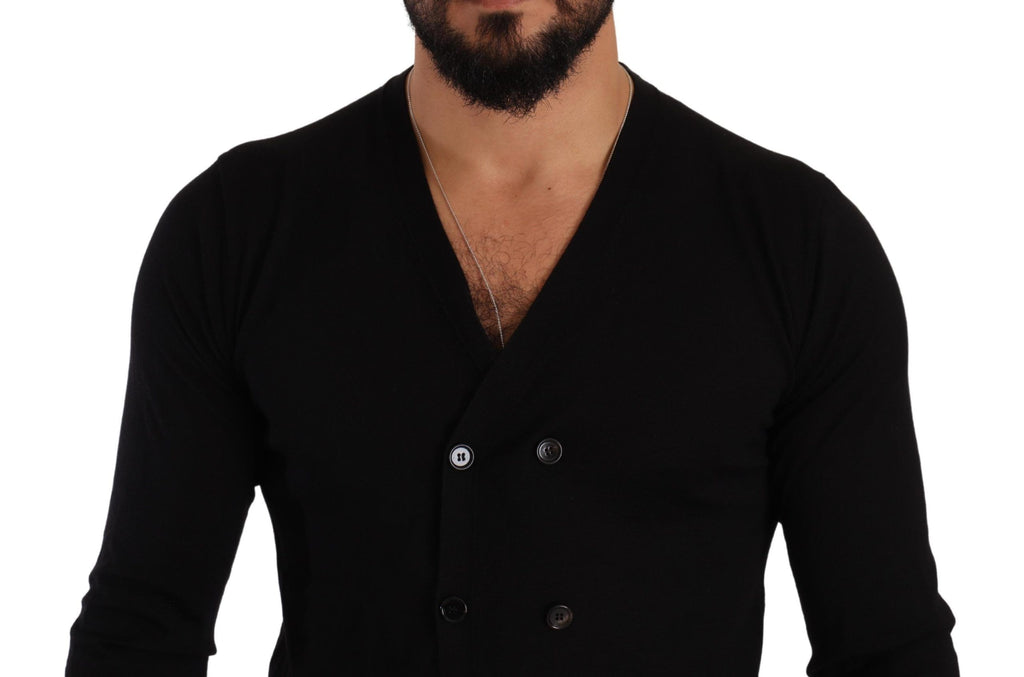 Dolce & Gabbana Schwarzer Kaschmir-Strickpullover mit Knopfleiste