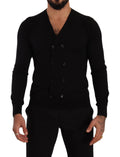 Dolce & Gabbana Schwarzer Kaschmir-Strickpullover mit Knopfleiste