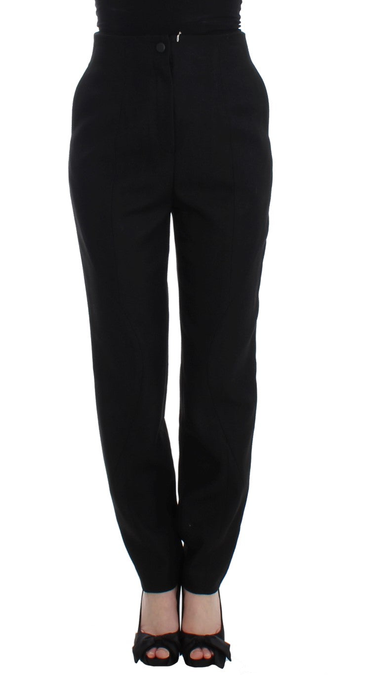 KAALE SUKTAE Schwarze High Waist Straight Slim Dress Hose