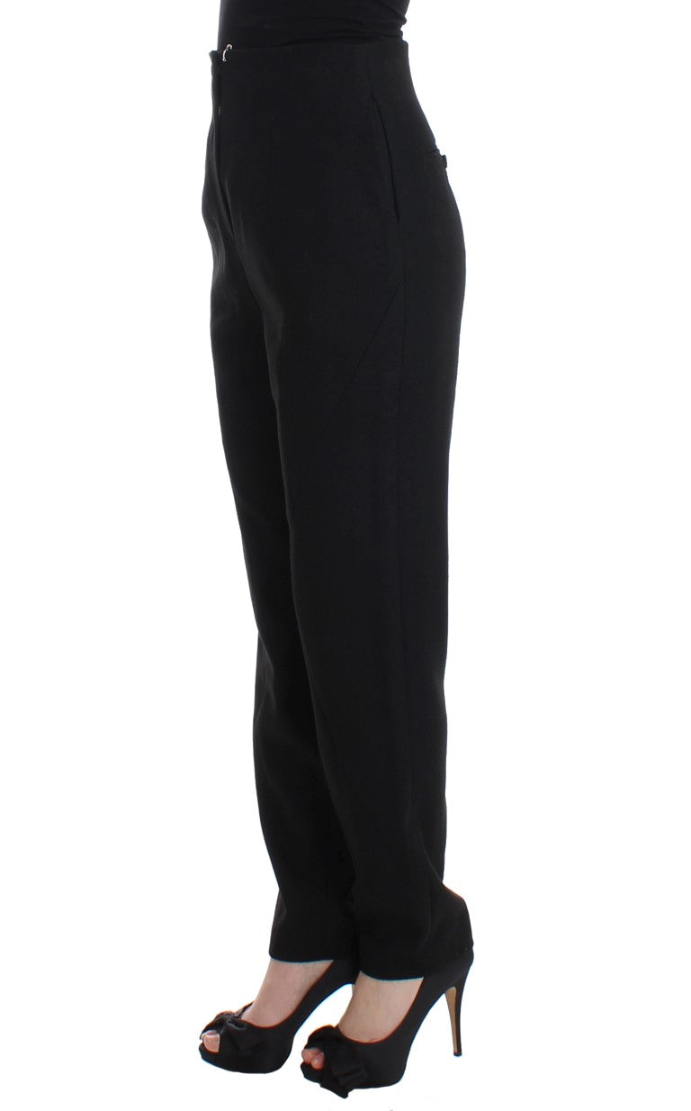 KAALE SUKTAE Schwarze High Waist Straight Slim Dress Hose