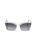 Frankie Morello Silberne Sonnenbrille im Clubmaster-Stil für Damen