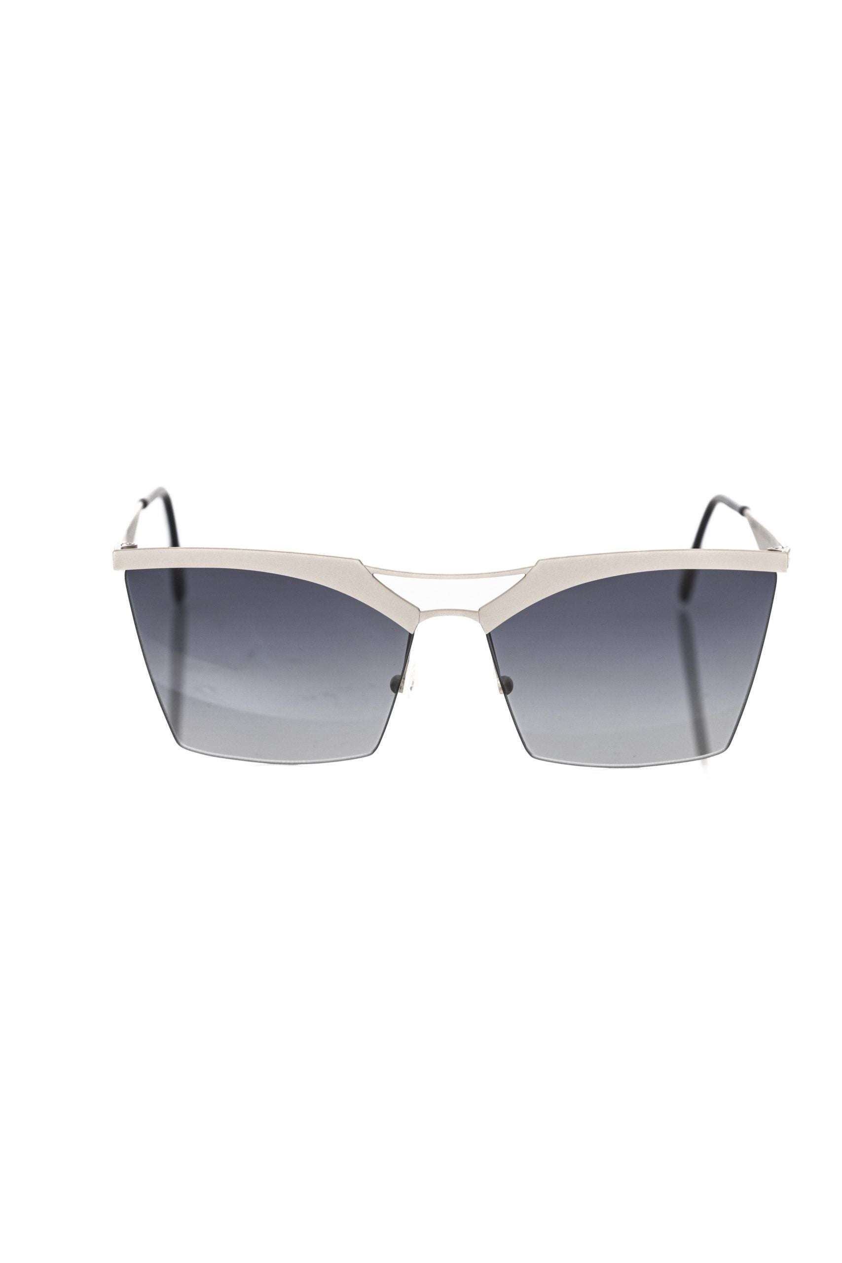 Frankie Morello Silberne Sonnenbrille im Clubmaster-Stil für Damen