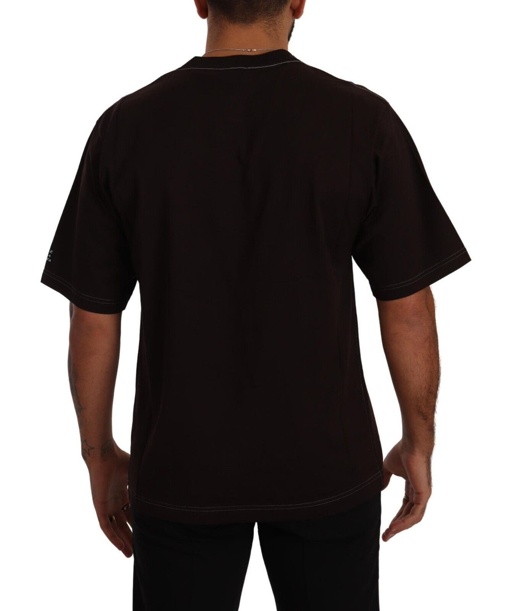 Dolce & Gabbana Bordeauxfarbenes Baumwoll-T-Shirt mit Rundhalsausschnitt und L-Amore-Druck