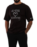 Dolce & Gabbana Bordeauxfarbenes Baumwoll-T-Shirt mit Rundhalsausschnitt und L-Amore-Druck