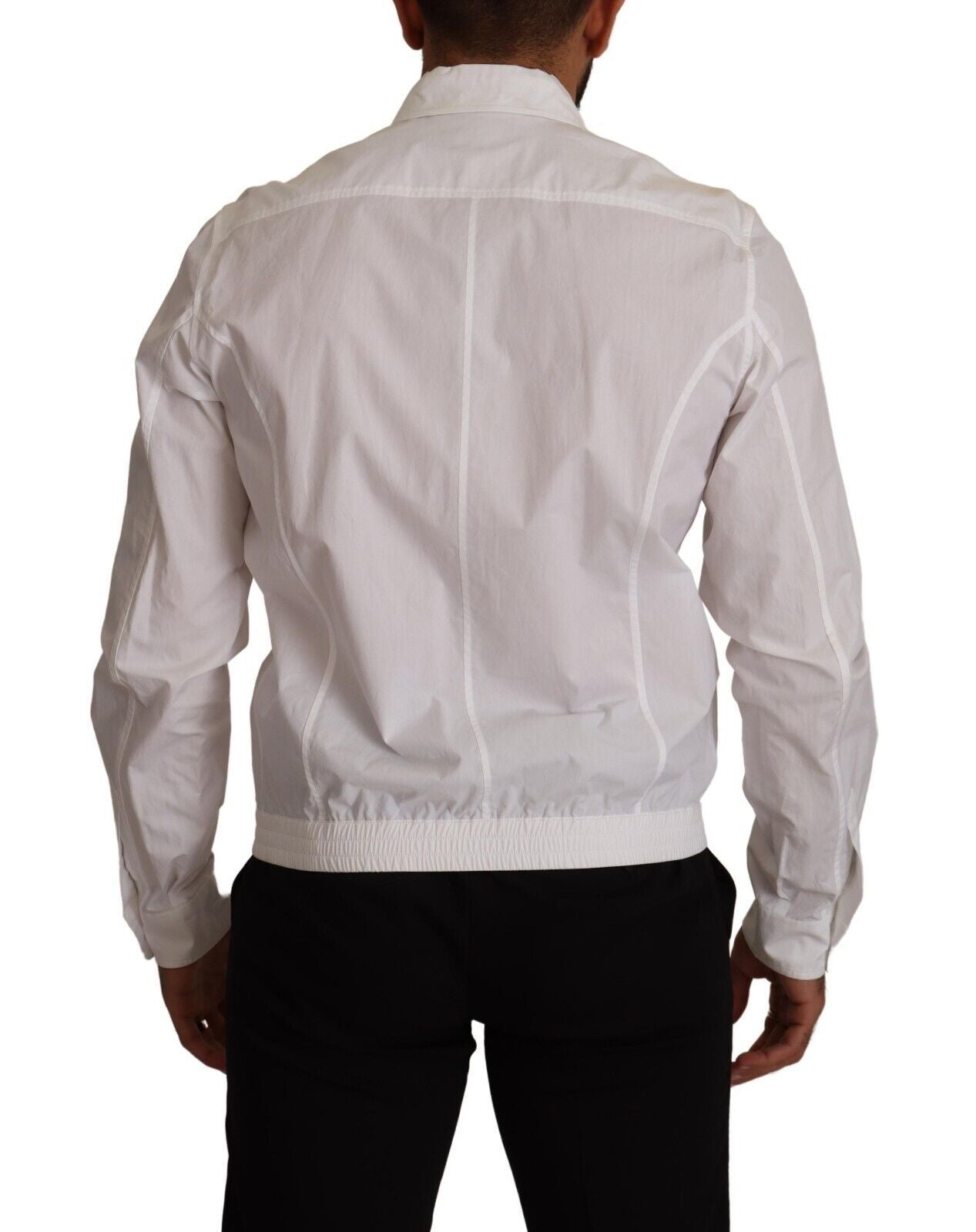 Dolce & Gabbana Men's White Cotton Collared Button-Down Shirt
