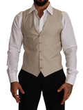 Dolce & Gabbana Beige Baumwolle Seide Slim Fit Weste Weste