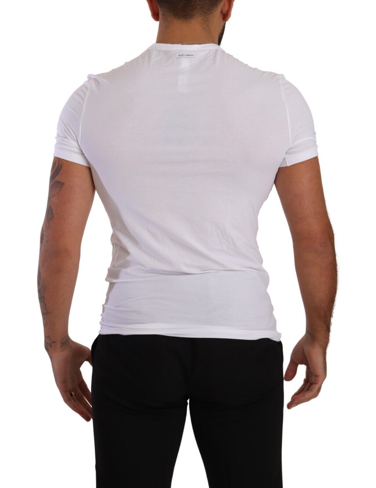 Dolce & Gabbana White Cotton-Stretch Crew Neck T-Shirt Underwear