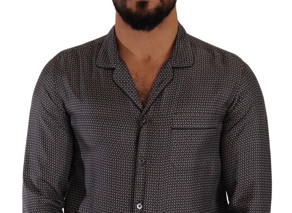 Dolce & Gabbana Graues Fantasy-Muster Pyjama-Oberteil Herren-Shirt