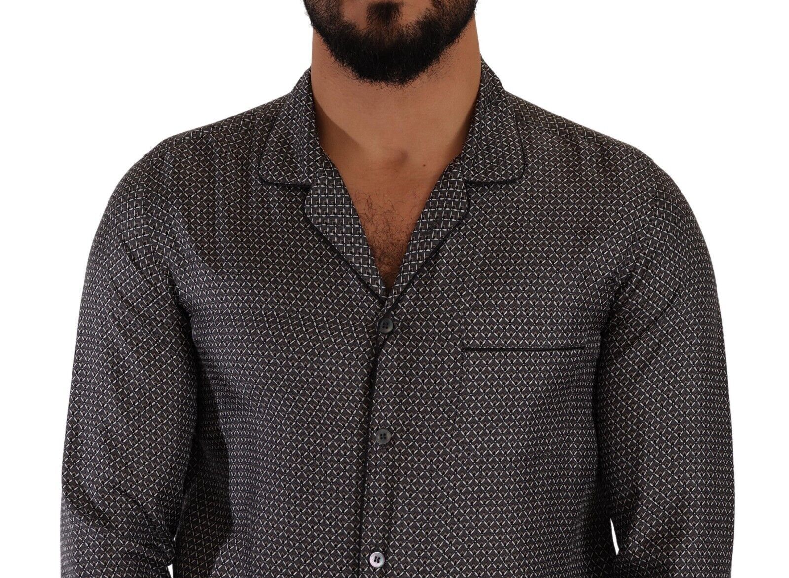 Dolce & Gabbana Grey Fantasy Print Pajama Top Men's Shirt