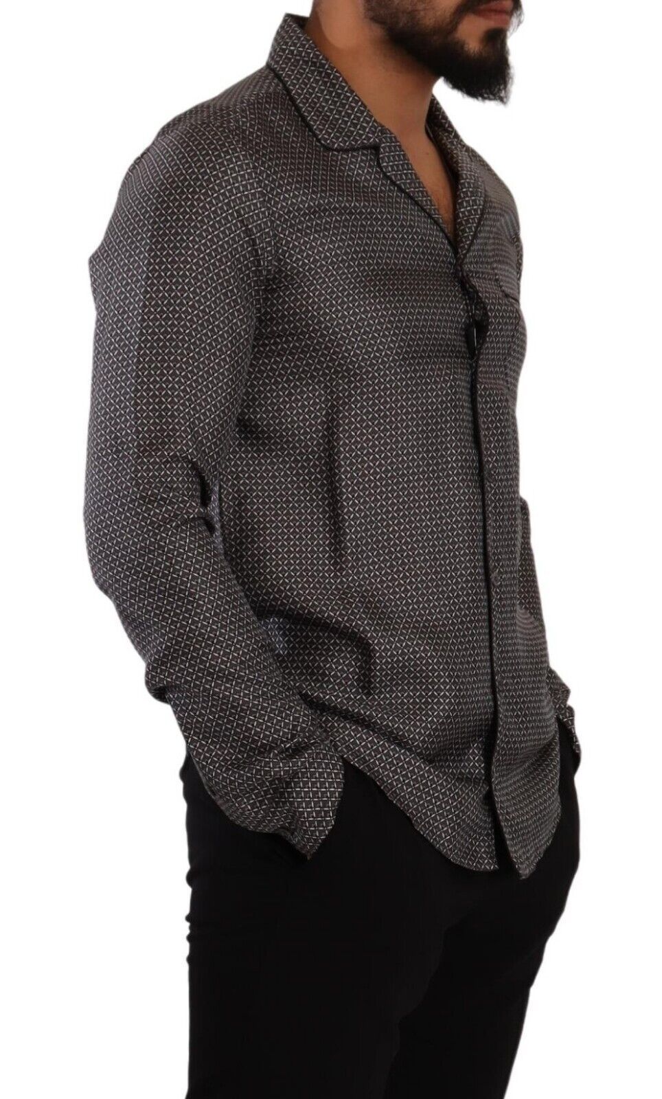 Dolce & Gabbana Grey Fantasy Print Pajama Top Men's Shirt