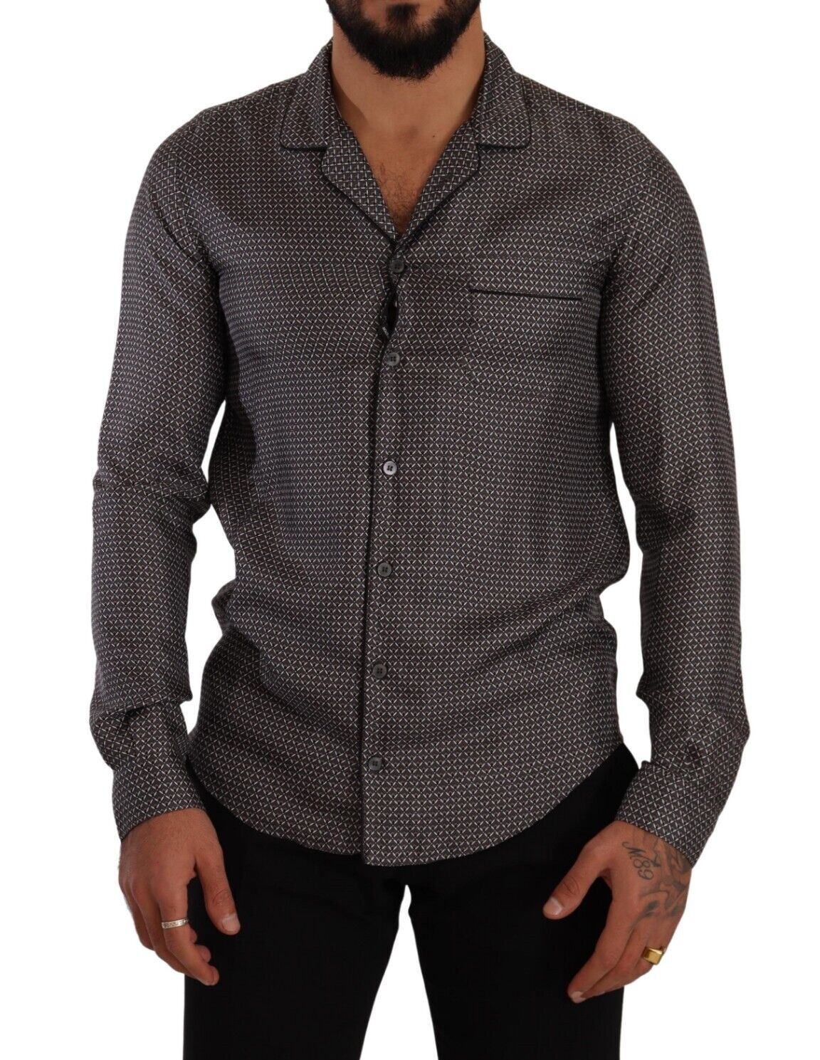 Dolce & Gabbana Grey Fantasy Print Pajama Top Men's Shirt