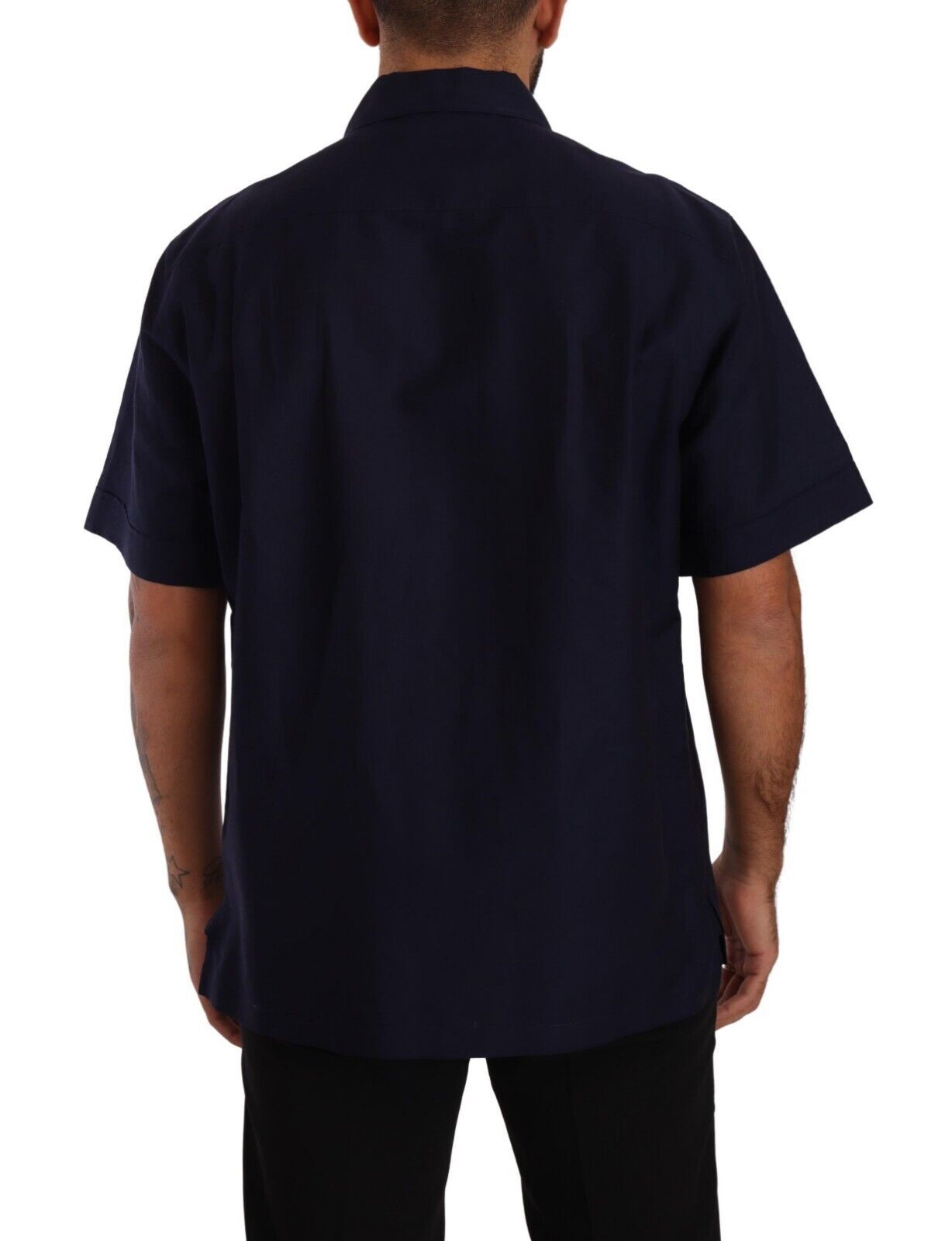 Dolce & Gabbana Marineblaues Hemd mit kurzen Ärmeln und Knopfleiste