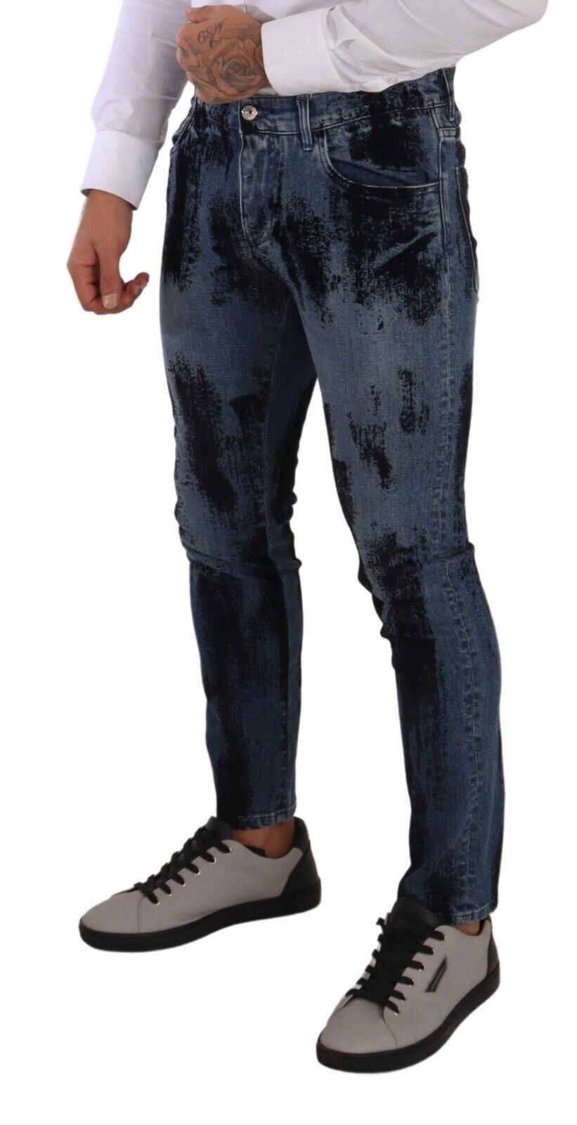 Dolce & Gabbana Blau-Schwarz Baumwolle Skinny Denim Jeans