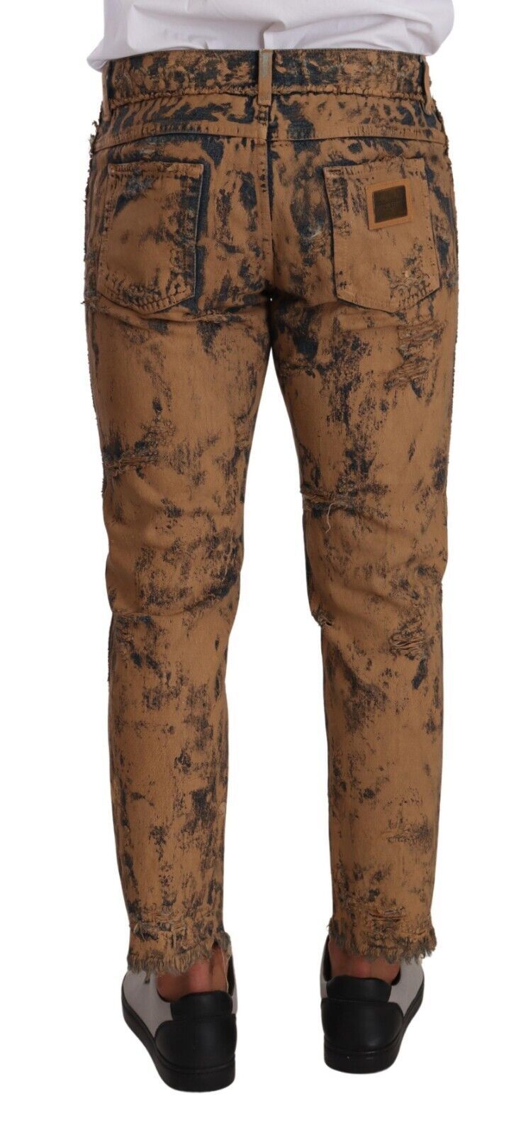 Dolce & Gabbana Braune Regular Denim-Jeans aus Baumwolle mit Distressed-Effekt