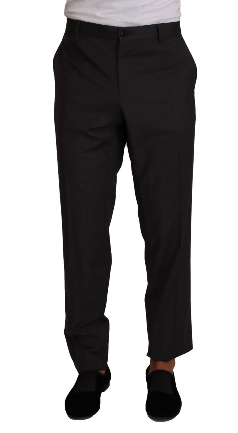 Dolce & Gabbana Graue Wolle Formelle Smoking Hose Kleid Hose