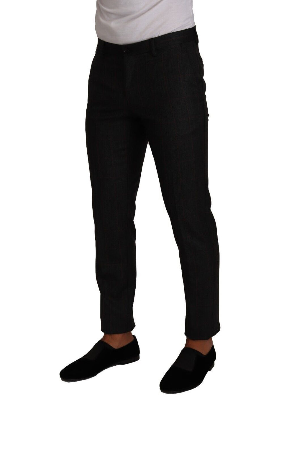 Dolce & Gabbana Graue Karo-Wollhose Formelle Hose Kleid Hose