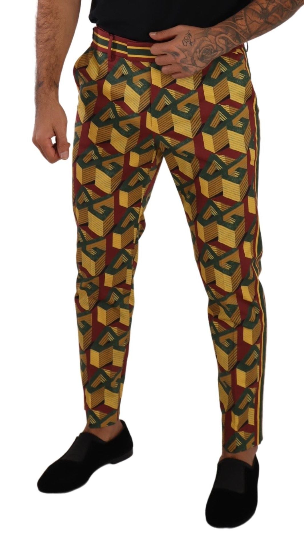 Dolce & Gabbana Multicolor Logo Mania Cotton Tapered Trousers