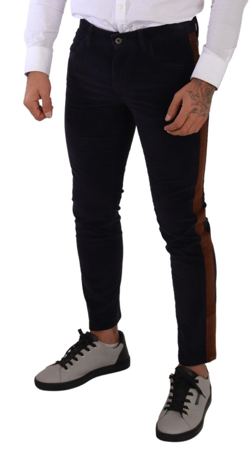 Dolce & Gabbana Blue Cotton-Stretch Skinny Corduroy Jeans