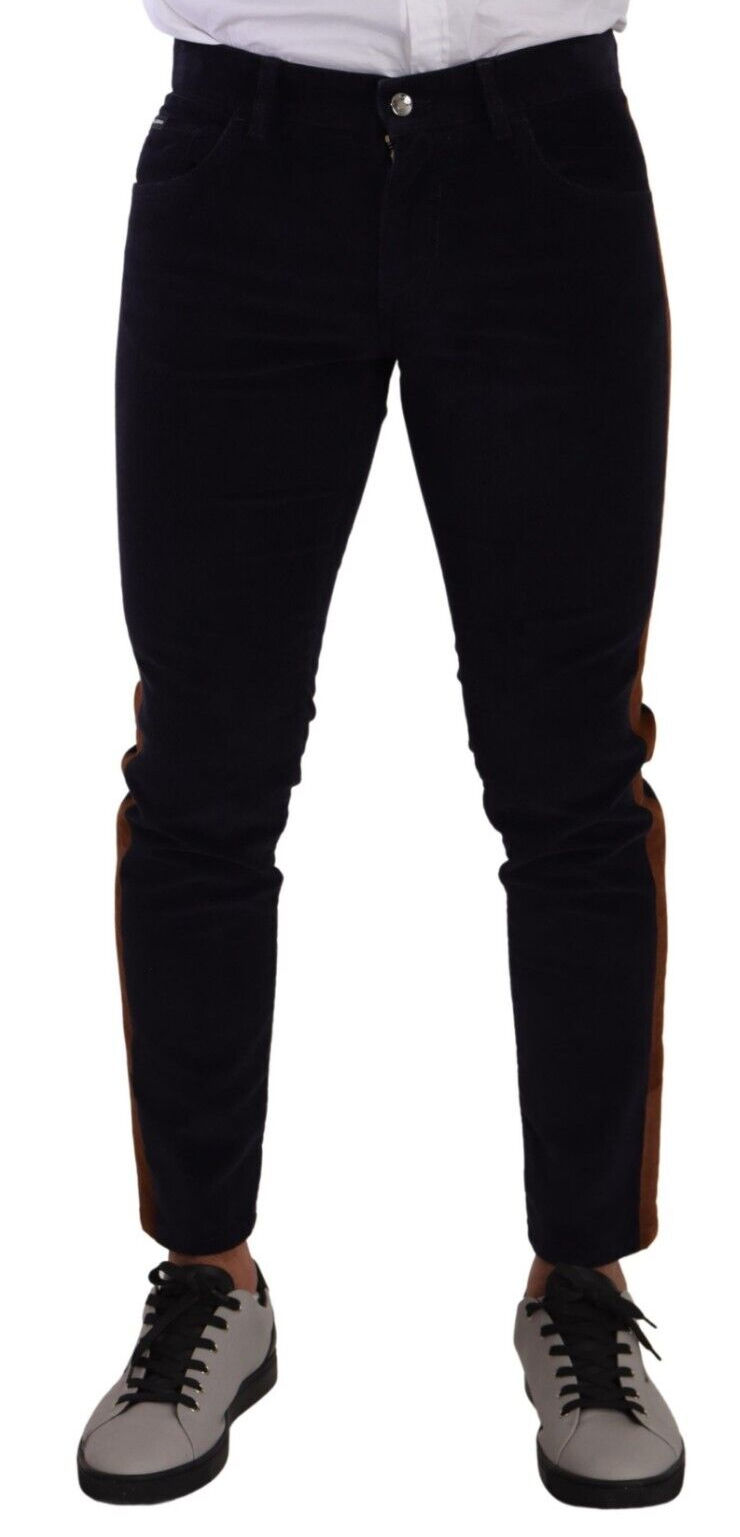 Dolce & Gabbana Blue Cotton-Stretch Skinny Corduroy Jeans