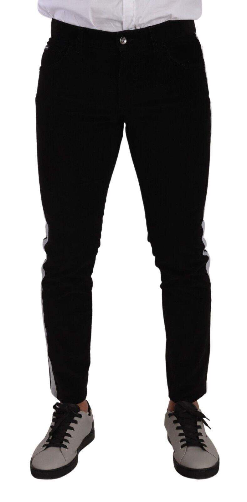 Dolce & Gabbana Black Cotton-Blend Stretch Corduroy Skinny Jeans