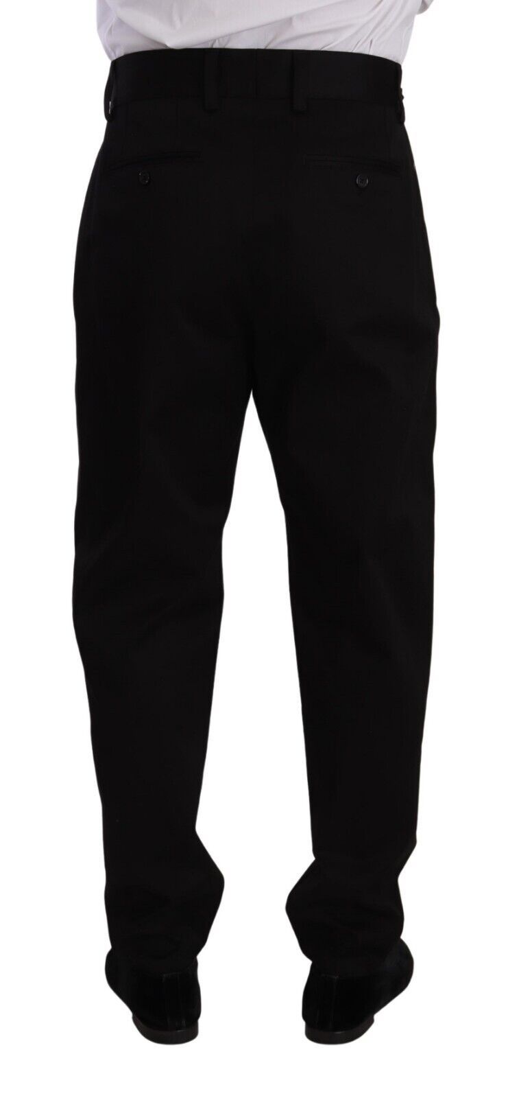 Dolce & Gabbana Black Cotton High Waist Men's Trousers Dress Pants