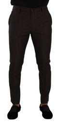Dolce & Gabbana Braun gestreifte Hose aus Wolle Formal Dress Pants