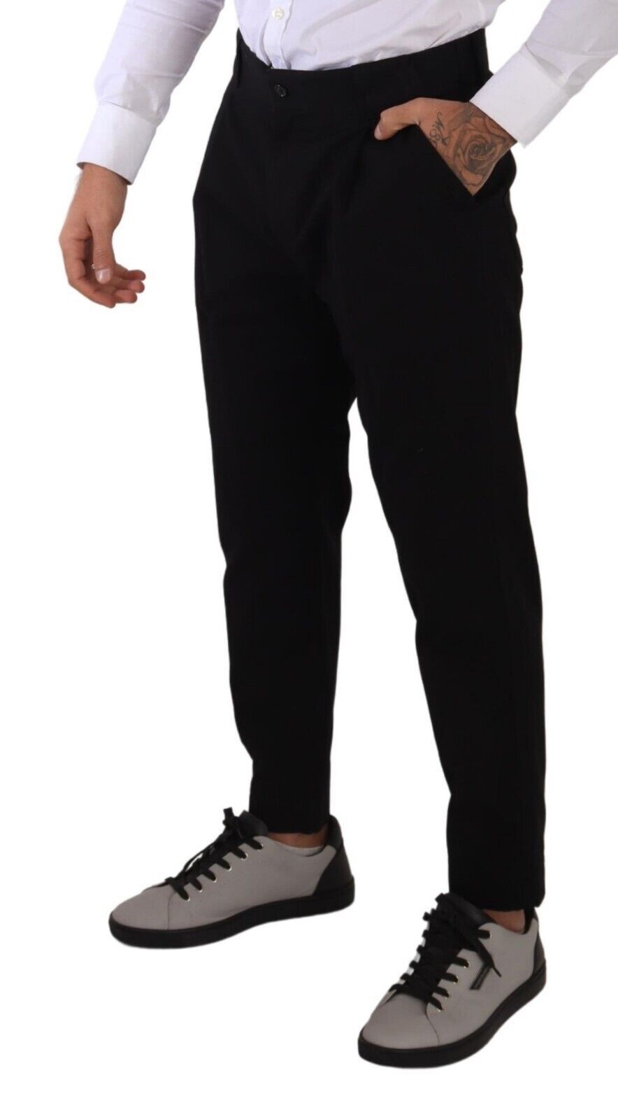 Dolce & Gabbana Schwarze Baumwoll-Stretch-Chinos Hosenjeans