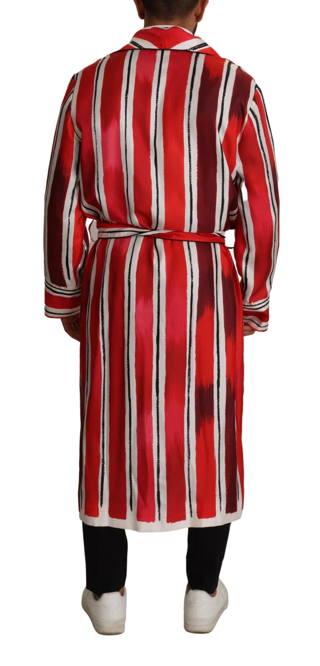 Dolce & Gabbana Red and White Striped Men's Silk Nightshirt