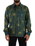 Dolce & Gabbana Pfauenfeder Print Seidenpyjama Herrenhemd