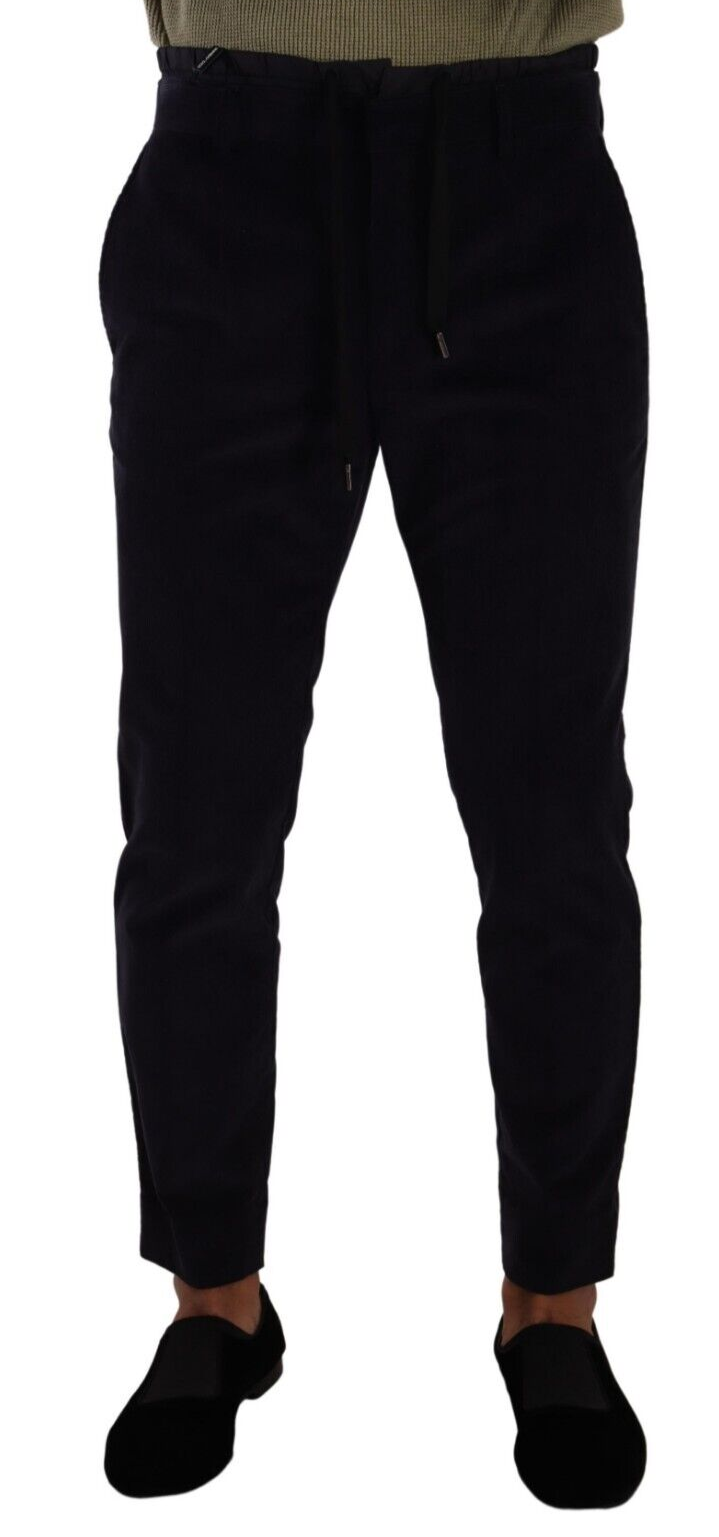 Dolce & Gabbana Blaue Skinny-Cord-Hose aus Baumwolle