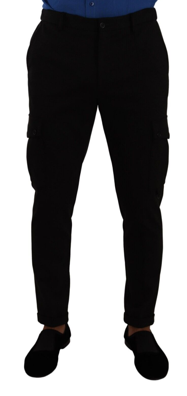 Dolce & Gabbana Black Viscose Skinny Cargo Pants