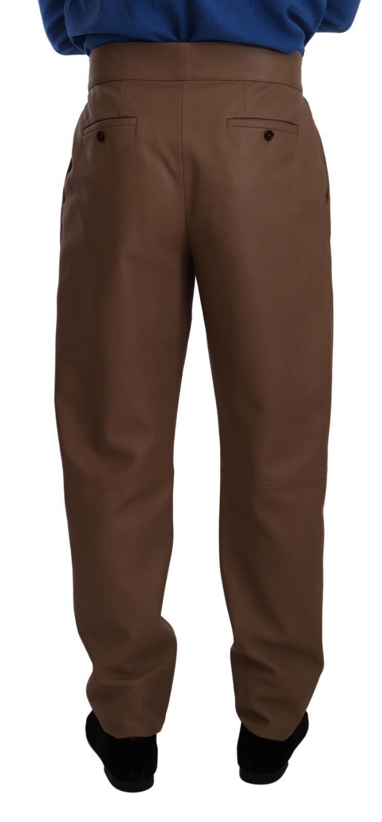 Dolce & Gabbana Brown High-Waisted Tailored Leather Trousers