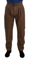 Dolce & Gabbana Brown High-Waisted Tailored Leather Trousers