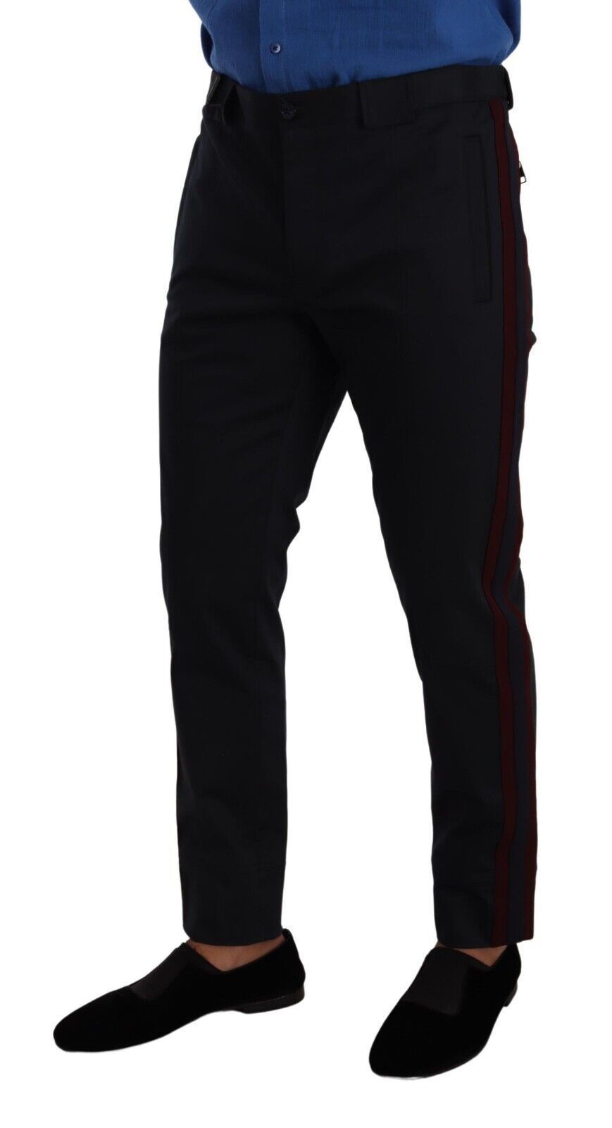 Dolce & Gabbana Bordeaux Blue Cotton Skinny Chino Pants